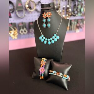 Turquoise and Silver Necklace Set
